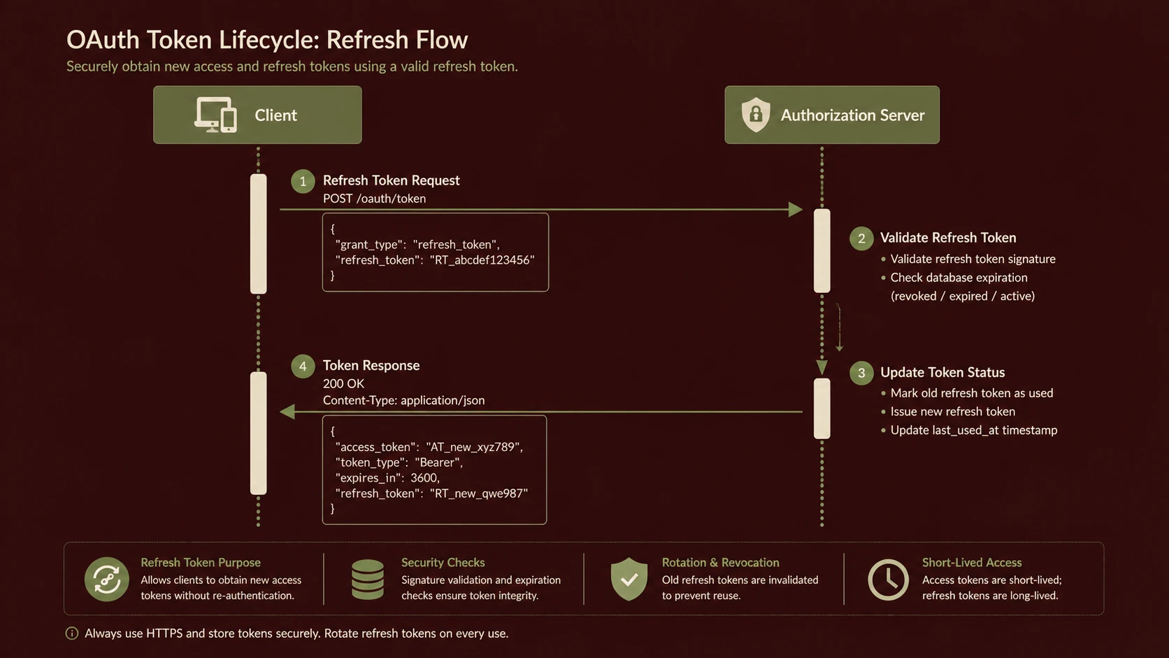 System architecture diagram and conceptual workflow layout for OAuth 2.0 Authorization Server Implementation.