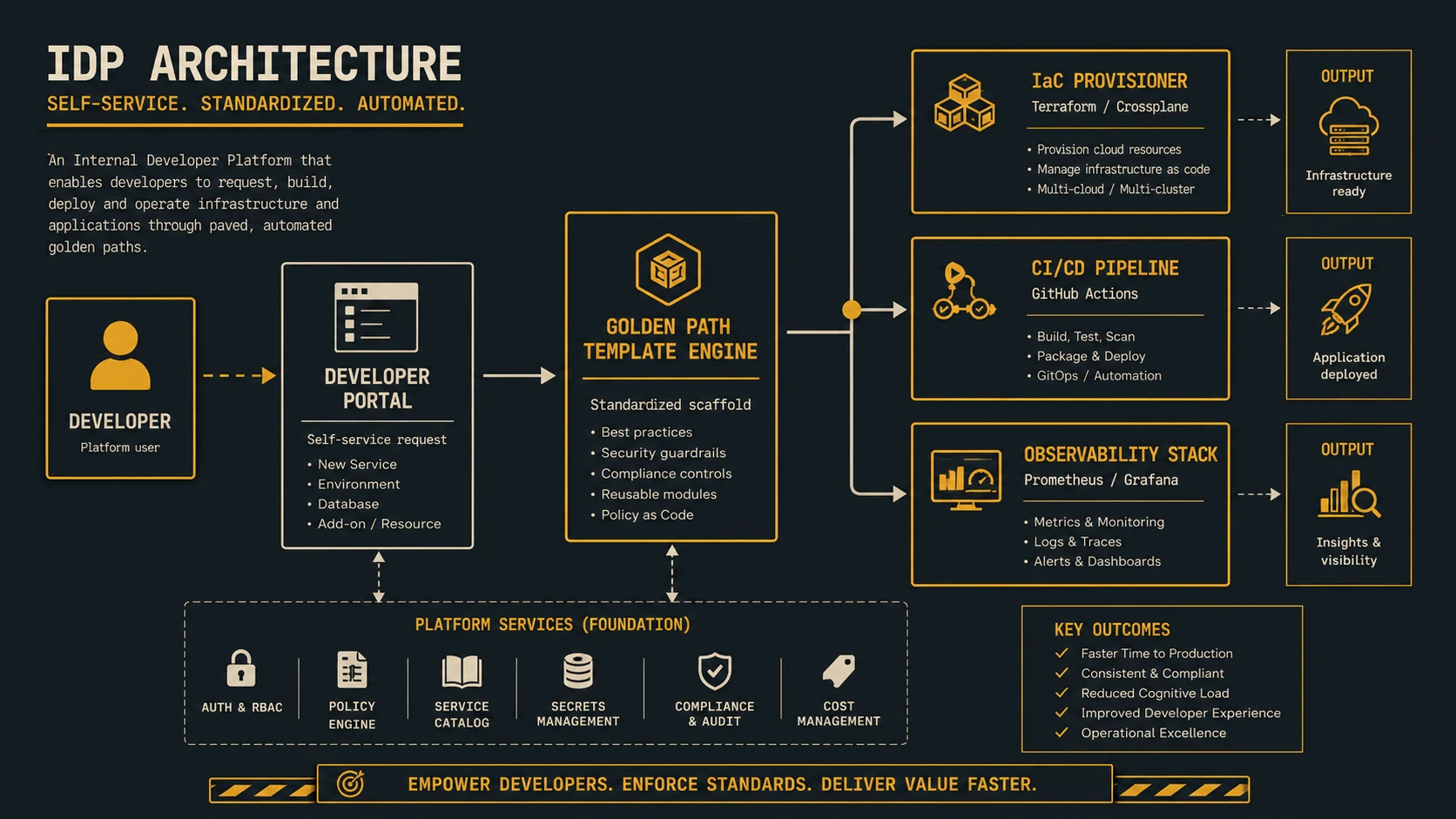 System architecture diagram and conceptual workflow layout for Platform Engineering Becomes Mainstream.