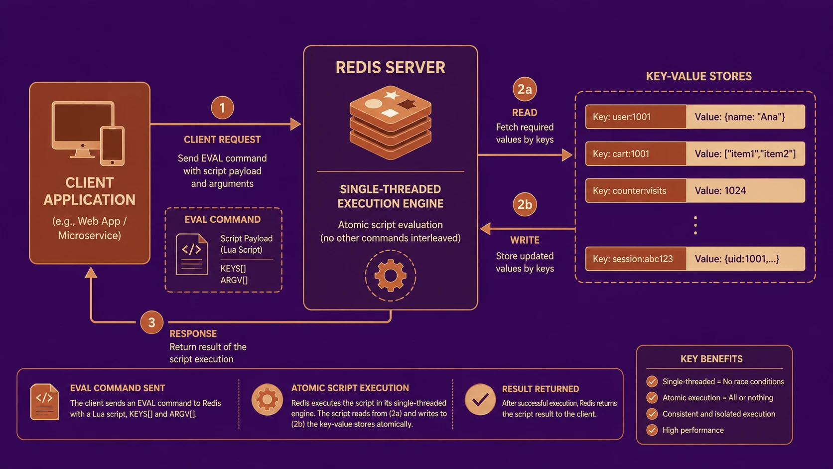 System architecture diagram and conceptual workflow layout for Redis 2.6: Lua Scripting, Server-Side Scripts, and Commands.