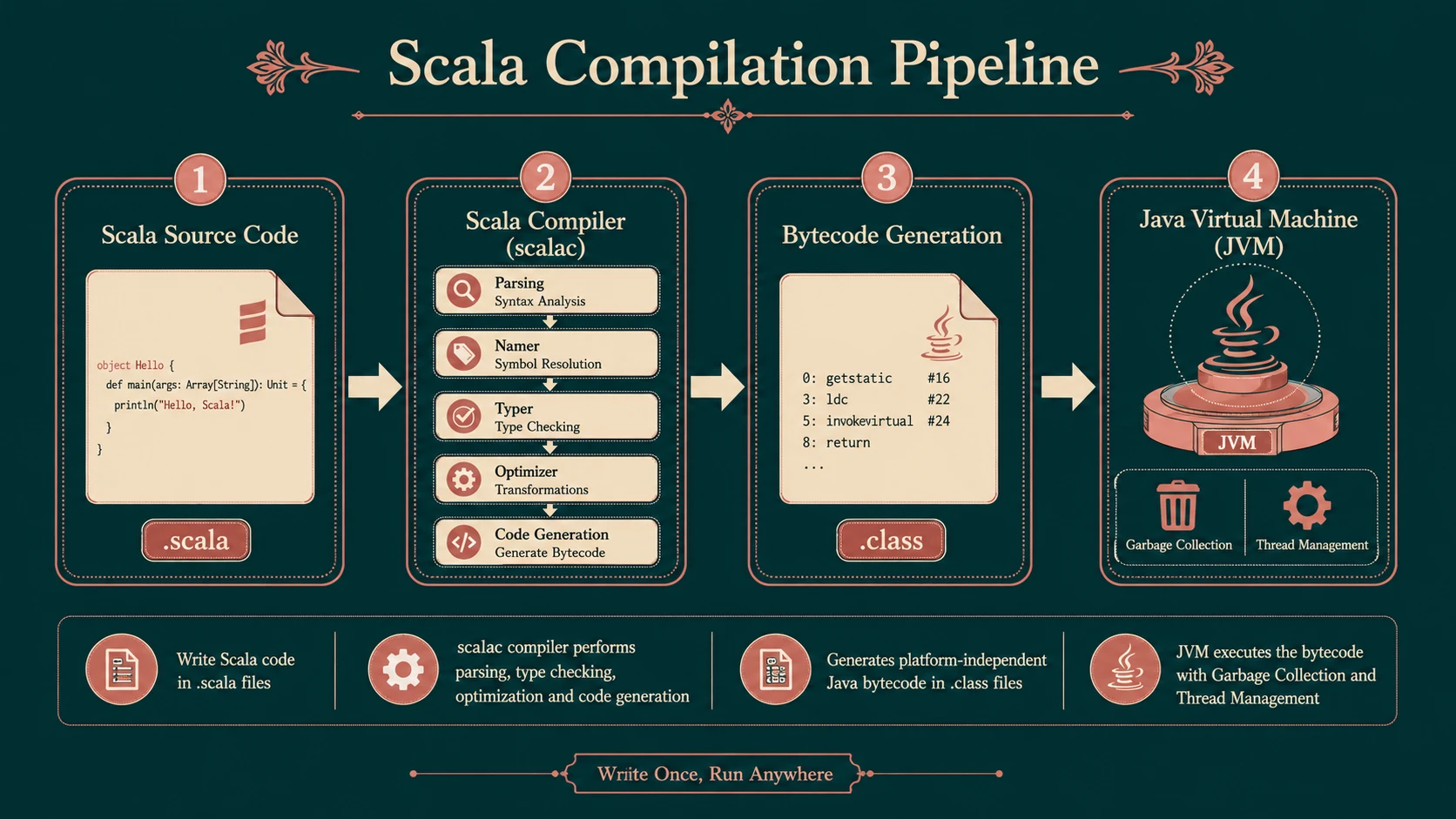 System architecture diagram and conceptual workflow layout for The Rise of Scala.