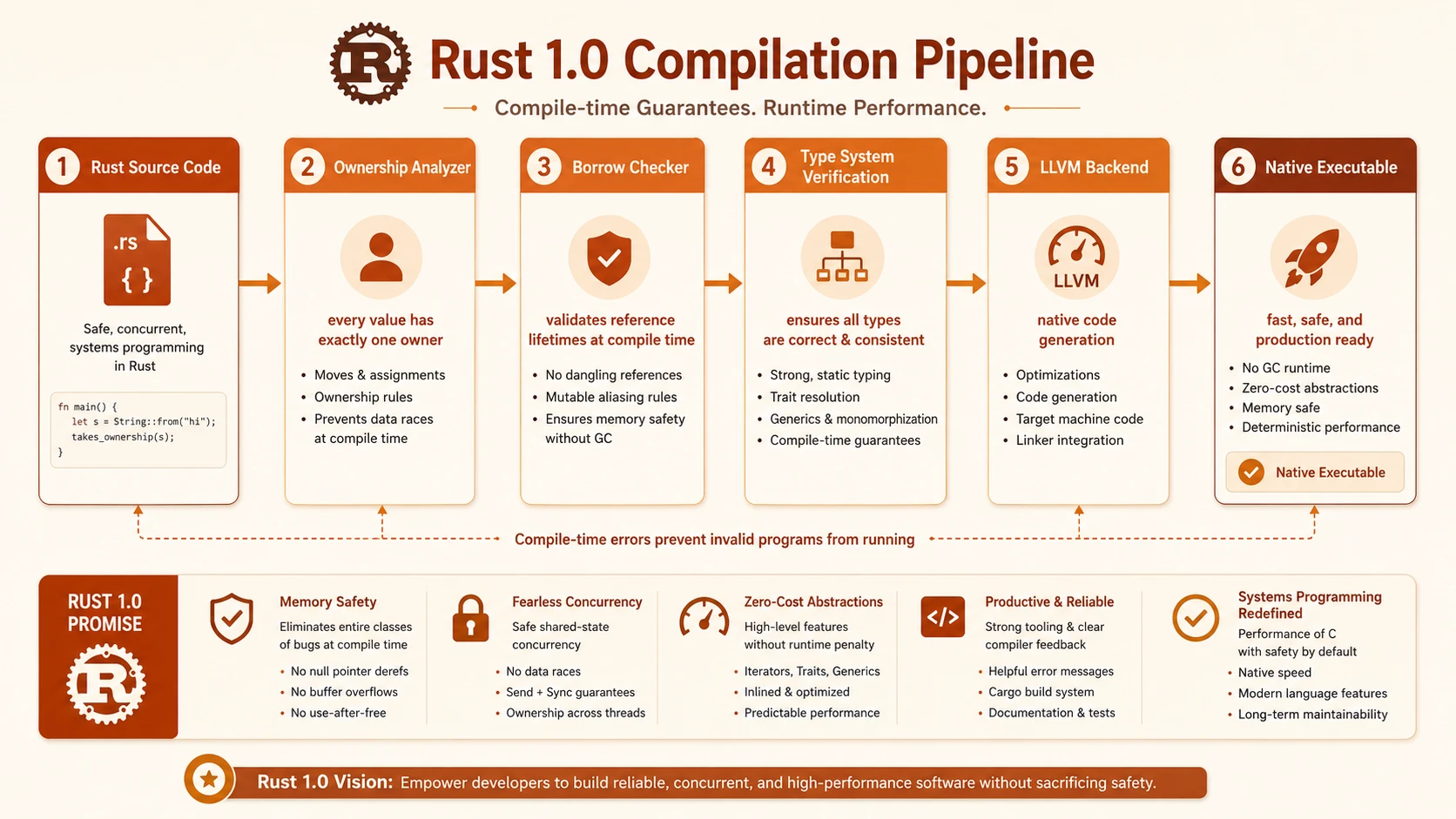 System architecture diagram and conceptual workflow layout for Rust 1.0 Release.