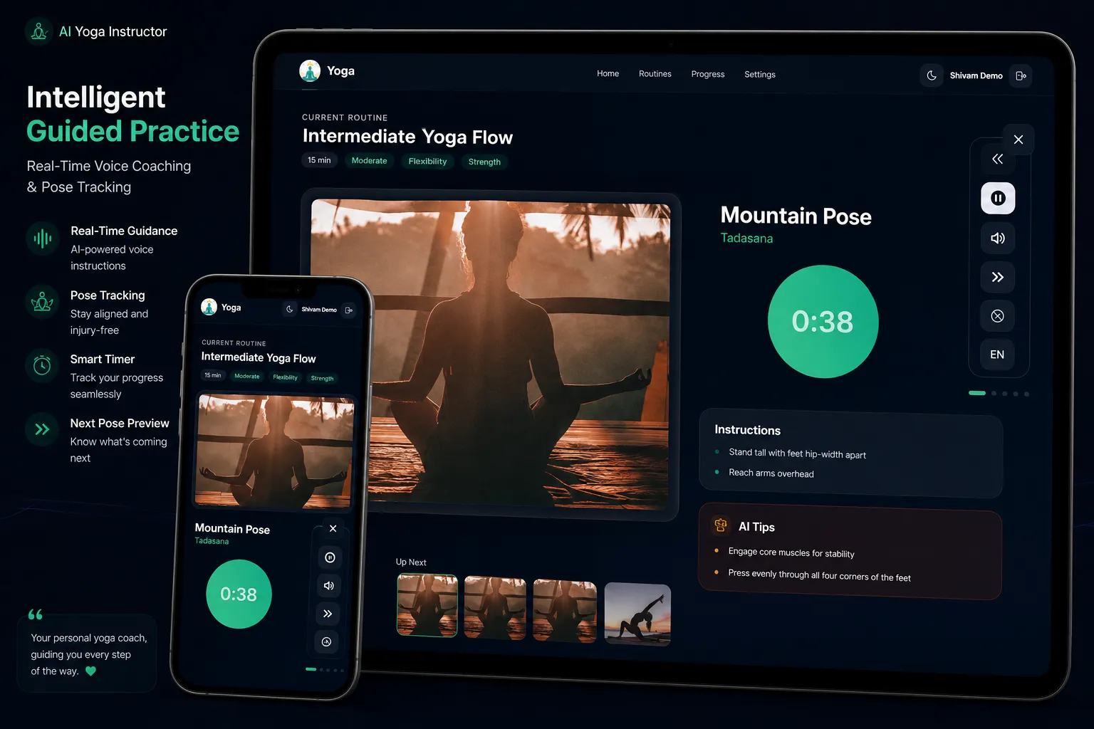 Real-time yoga coaching