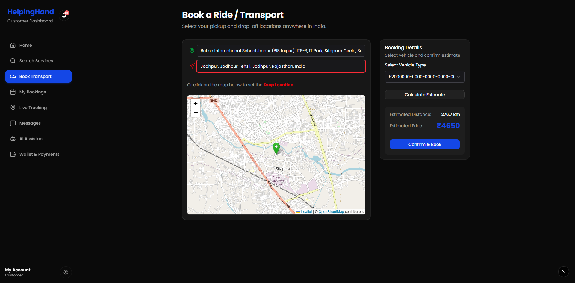 Leaflet Map Integration & Booking Details